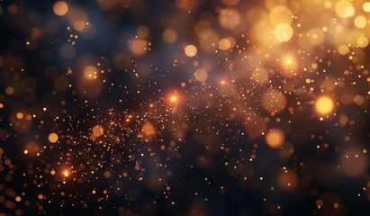 Fototapeta premium Fireworks display on black background, red and gold colors