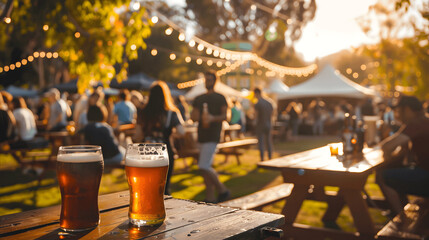 Beer and food festival with craft beer booths, gourmet pairings, and live music