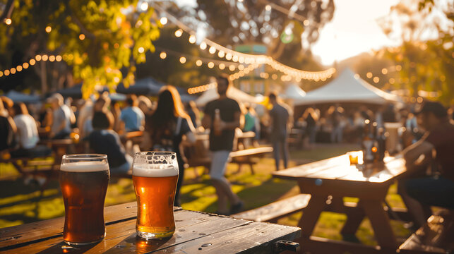 Beer and food festival with craft beer booths, gourmet pairings, and live music