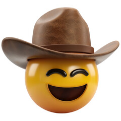 Happy emoji with cowboy hat sticker transparent background PNG clipart