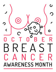 Beast cancer awareness portrait poster. Vector illustration