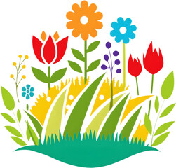 Lush Green Meadow Bursting with Colorful Wildflowers.