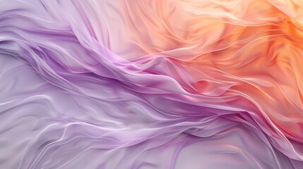 Obraz premium Abstract background with soft fabric textures in gradient shades of purple and orange, creating a flowing, dreamy visual effect.