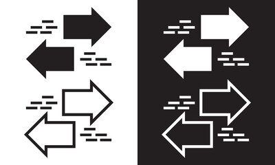 Arrows data transfer icons set, exchange arrow icons. Swap icon with two arrows. Editable stroke.  isolated on white and black background vector illustration. EPS 10