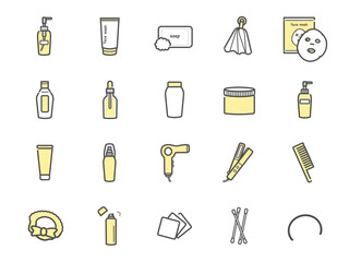 美容　スキンケアアイテム　アイコンセット