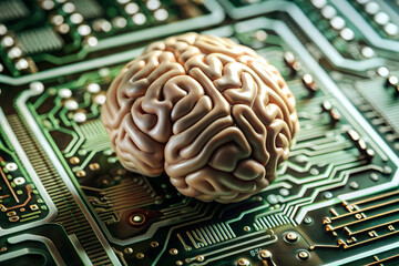 A 3D golden brain with a circuit board pattern resembles a scientific concept of a human mind fueled by knowledge