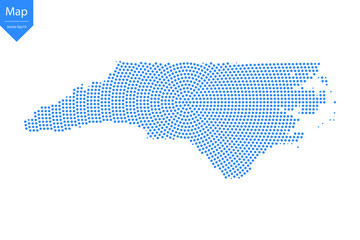 Abstract graphic North Carolina map from point blue on a white background. Vector illustration.