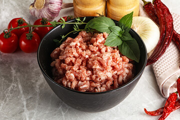Raw minced pork uncooked meat