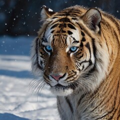 snow Siberian tiger wildlife Bengal feline 