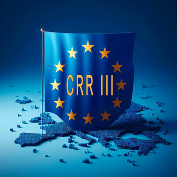 Illustration saying CRR III. It stands for  Capital Requirements Regulation, and it about new rules of the EU for banks.