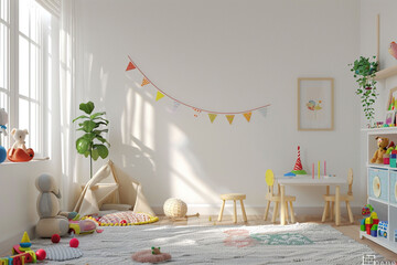 Children's room interior with wooden furniture Artificial Intelligence Generative