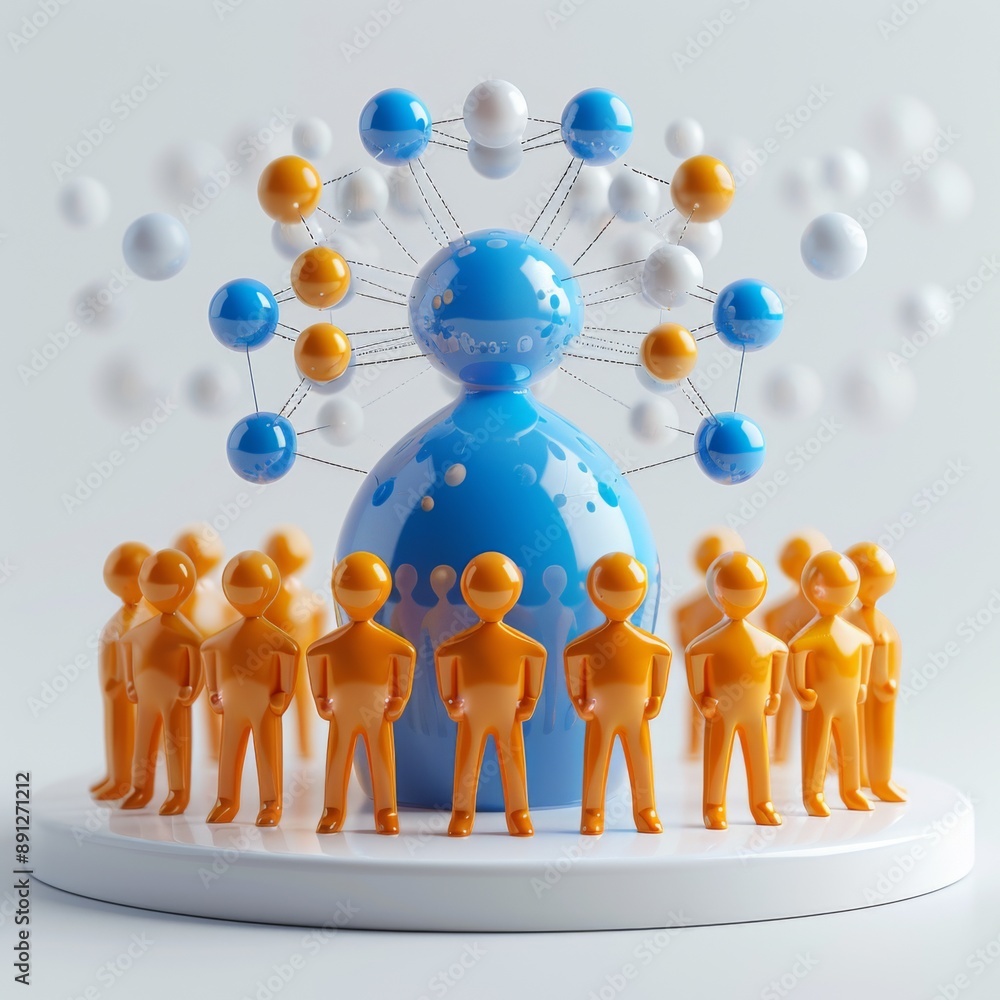 Aufkleber multicolored network of connected figurines demonstrating teamwork and communication.