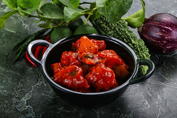 Chinese cuisine - chicken in sweet and sour sauce