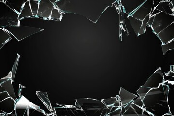 Broken Glass Frame Black Background Abstract