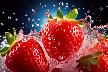 Strawberry with water splash