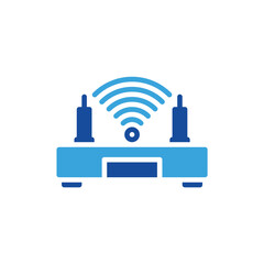 router icon color or logo illustration glyph color blue style	
