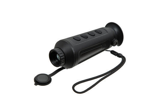 Modern monocular thermal imager isolate on a white background. A device for fixing thermal radiation.