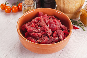 Raw beef meat - sliced strips