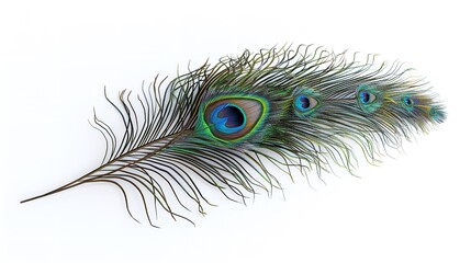 Obraz premium Peacock feather isolated on white background