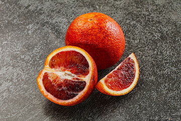 Red Sicilian orange ripe and juicy