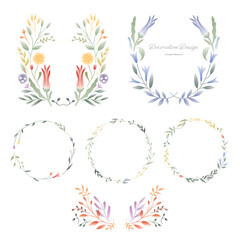 Abstract antique flower wreath frame