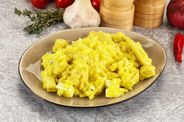 Italian cuisine - yellow risotto with chicken