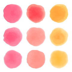 水彩の丸いフレーム　暖色