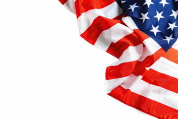 Crumpled American flag with red, white, and blue colors, partially covering a grid-like transparent background. The juxtaposition of the flag and the grid provides a unique and patriotic design