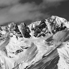 Black and white winter high mountains