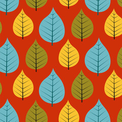 Seamless pattern, botanical background of autumn leaves in traditional colors can be used notebook cover, fabric, clothing, etc.