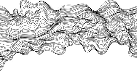 Fototapeta premium Abstract wavy, waving, billowy and squiggly lines hand drawn. Line art illustration wavy background. Ink painting style composition for decoration.