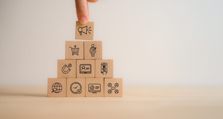 Digital marketing, online marketing and advertising concept. Digital online marketing, e-commerce,...