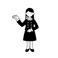 案内をするビジネスパーソンの単色イラスト