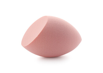 One beige makeup sponge isolated on white