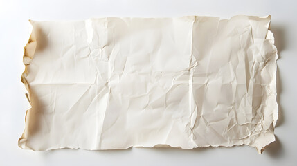Obraz premium White crumpled texture large piece of blank paper isolated on white background. Grunge paper texture