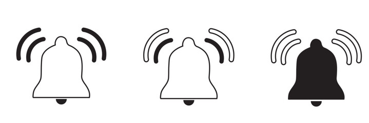 Notification bell icon. Alarm symbol. Incoming inbox message. Ringing bells. Alarm clock and smartphone application alert. Social media element. New message symbol flat style - stock vector.