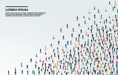 A large group of workers on white background with text space. Labour people crowd seamless background. Labor day concept. Vector illustration