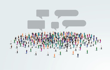 A large group of workers on white background with text space. Labour people crowd seamless background. Labor day concept. Vector illustration