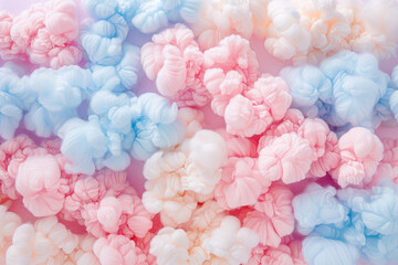 Pastel cotton balls look like fluffy clouds  whimsical and lighthearted vibe