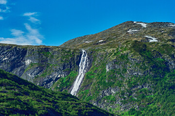 Waterfall of the Hurrungane Mountains in Western Jotunheimen Mountains, western Norway.