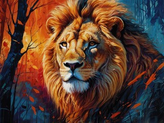 Fototapeta premium Lion head tiger wallpaper