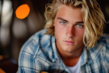 Blond Country Star Singing into Microphone