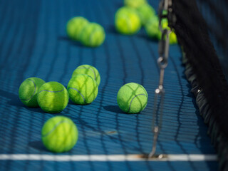 Tennis ball on the tennis court course