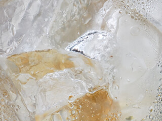 Ice in a plastic cup, tea drink