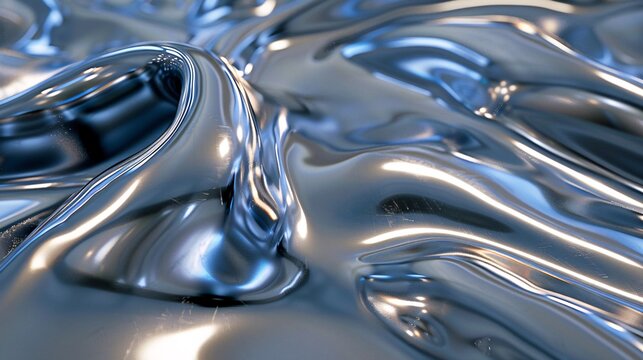 A close-up of a chrome texture featuring smooth, reflective surfaces with subtle variations in light and shadow, creating a sleek and modern metallic look