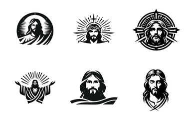 jesus logo icon illustration black white template
