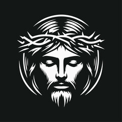 jesus logo icon illustration black white template