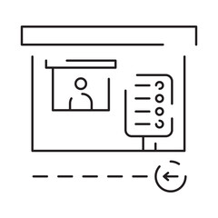 Drive through linear icon. Bank services, ATM, Transport lane to terminal. Contour symbol. Editable stroke