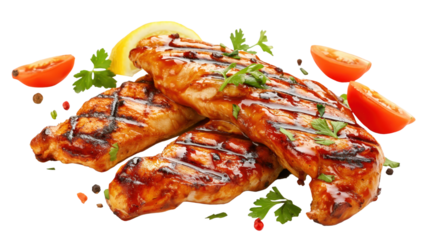 Barbeque chicken fillet isolated on transparent background