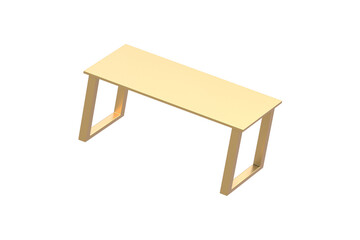Golden table isolated on white background. 3d render